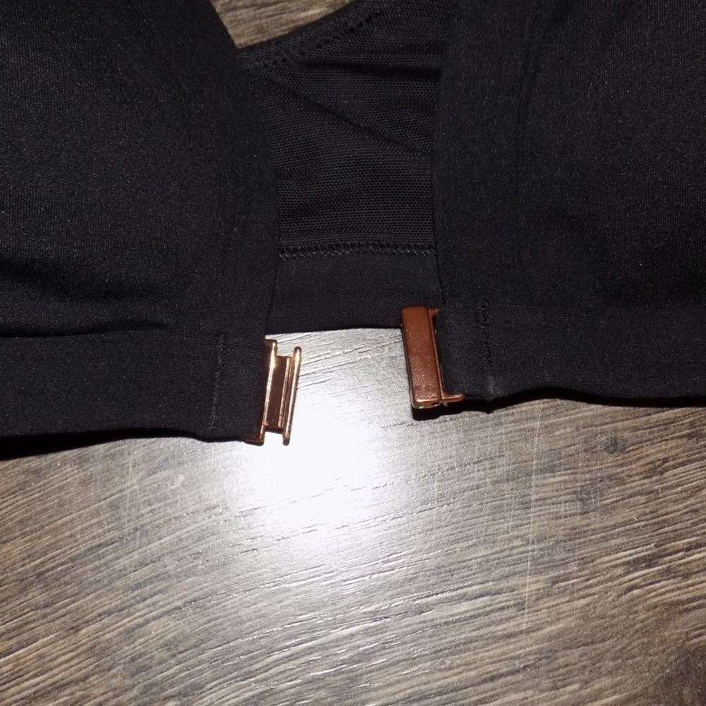 Athleta Front Closure Swimsuit Bikini Top Size S Black Excellent - Picture 3 of 5
